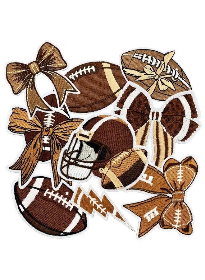 9PCS Football Iron on Patches, Rugby Embroidered Patch, Bow Cute Decoration for Clothes, Hat, Bags - Image 1